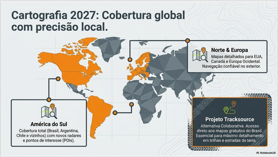 Cartografia 2027: cobertura global com precisão local — América do Sul, Norte & Europa e Projeto Tracksource